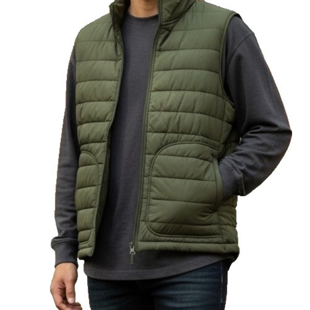Banana Republic Puffer Green Vest Water Resistant Olive Mens Medium Performance